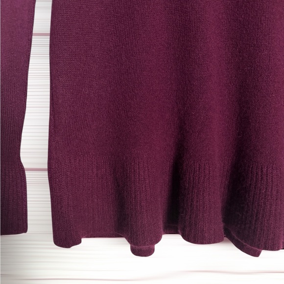 Lord & Taylor Burgundy Cashmere Sweater Ruffle Hem and Cuffs Crew Neck size S - Picture 7 of 11